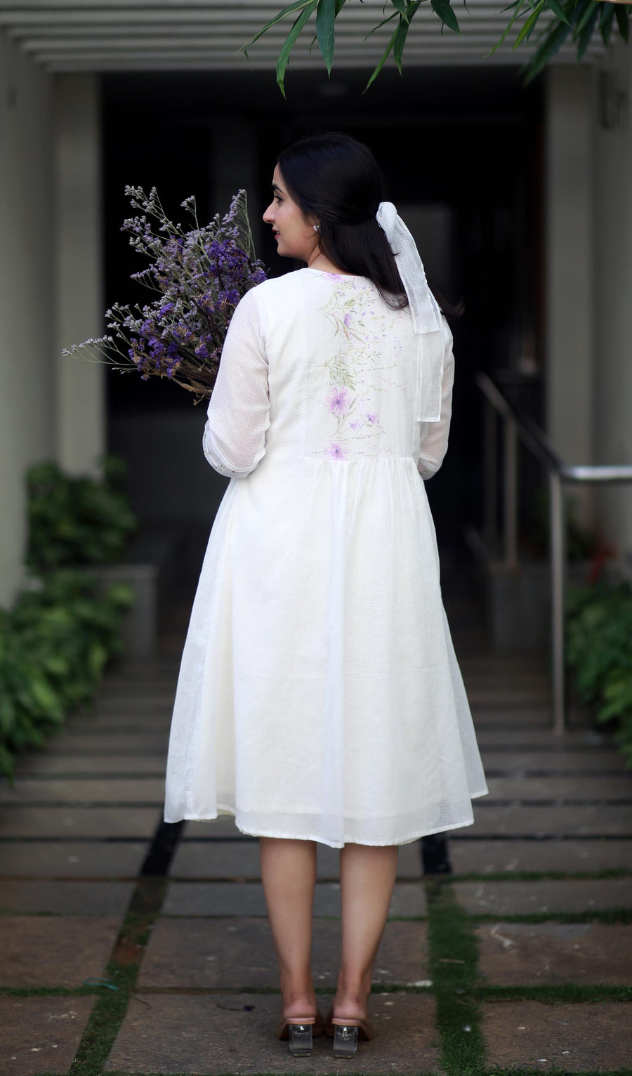 Pearl Bloom Kota Cotton And Lilac Orchid Kurta/ Dress