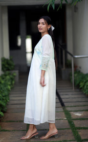 Pearl Bloom Kota Cotton And Blue Orchid Kurta/ Dress
