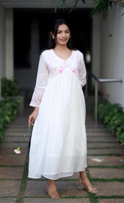 Pearl Bloom Kota Cotton And Pink Orchid Kurta/ Dress