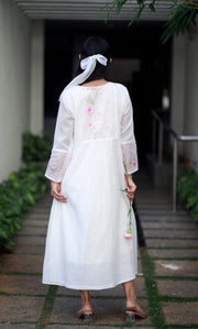 Pearl Bloom Kota Cotton And Pink Orchid Kurta/ Dress