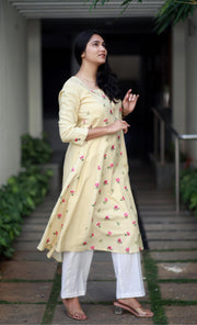 Roseate Charm Tan Staple Silk Kurta/ Dress