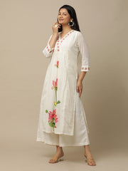 Ivory Lotus Printed Cotton Suit