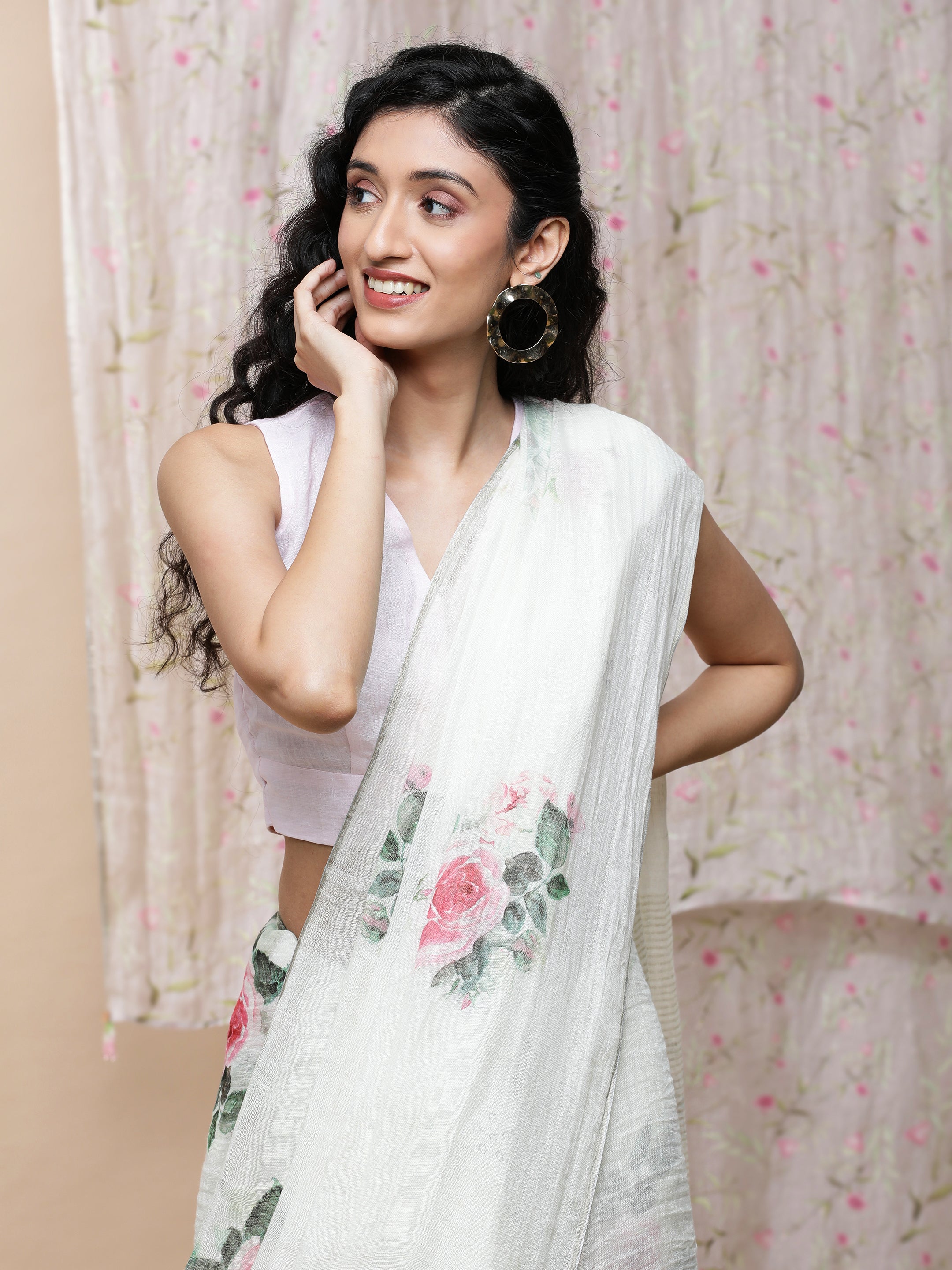 Noor - Rustic Romance Linen Saree