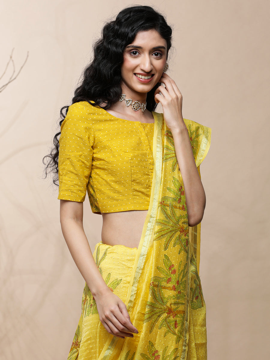 Vanya Chanderi Yellow Silk Saree