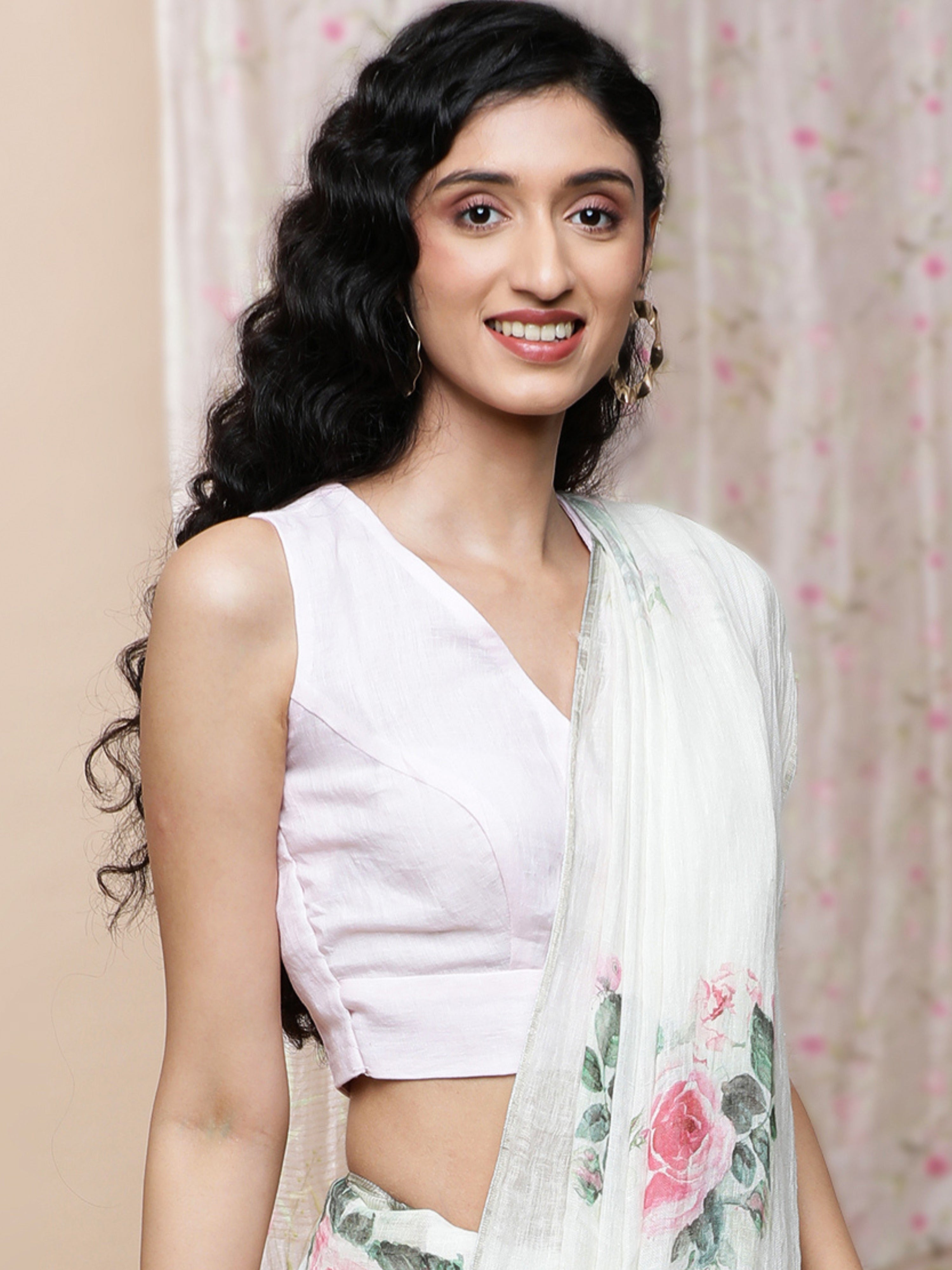 Sitara - Garden Rose Powder Pink Linen Blouse
