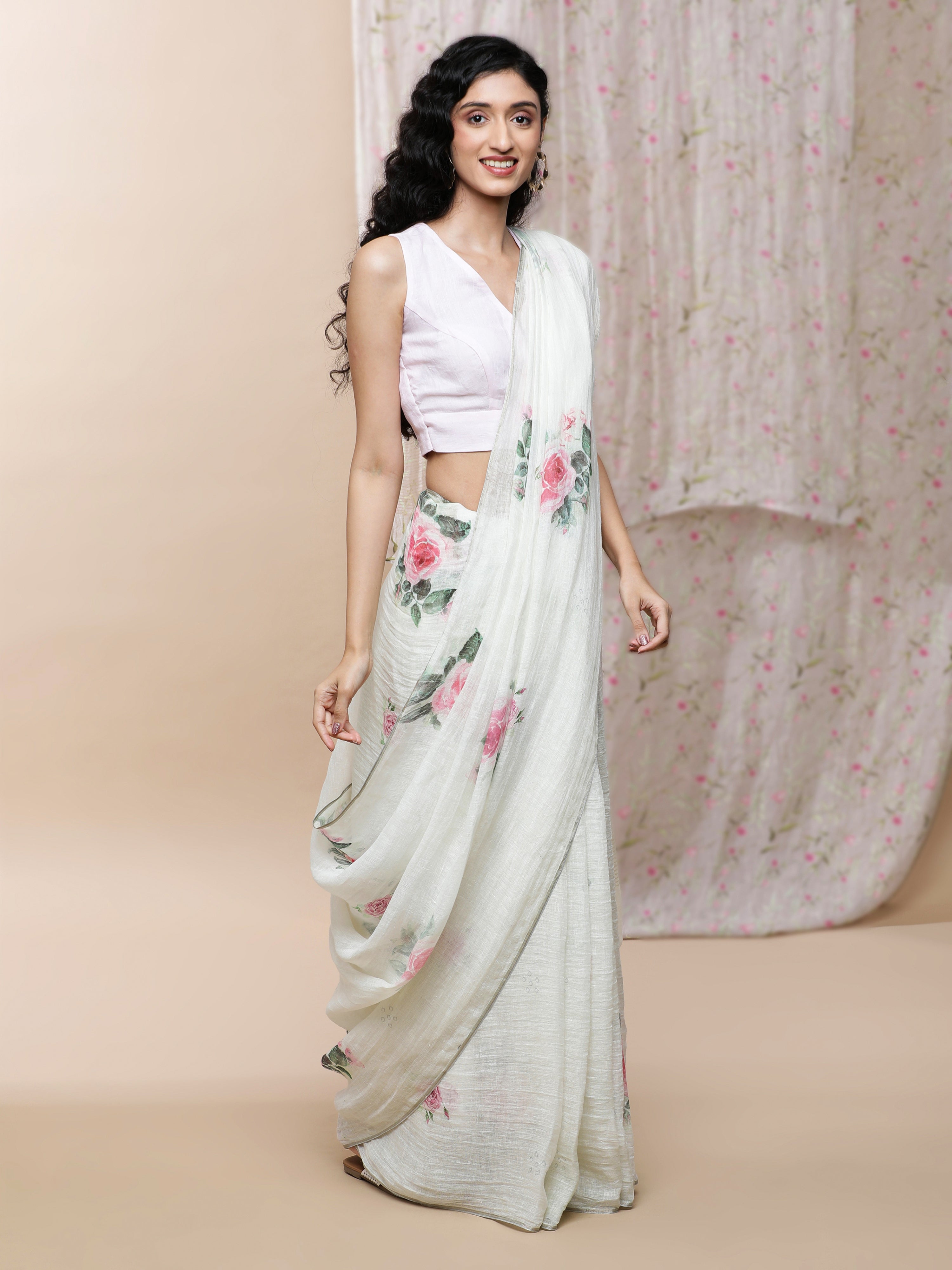 Sitara - Garden Rose Powder Pink Linen Blouse