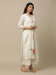 Ivory Lotus Printed Cotton Suit