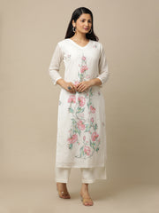 Ivory Peony Printed Cotton Suit