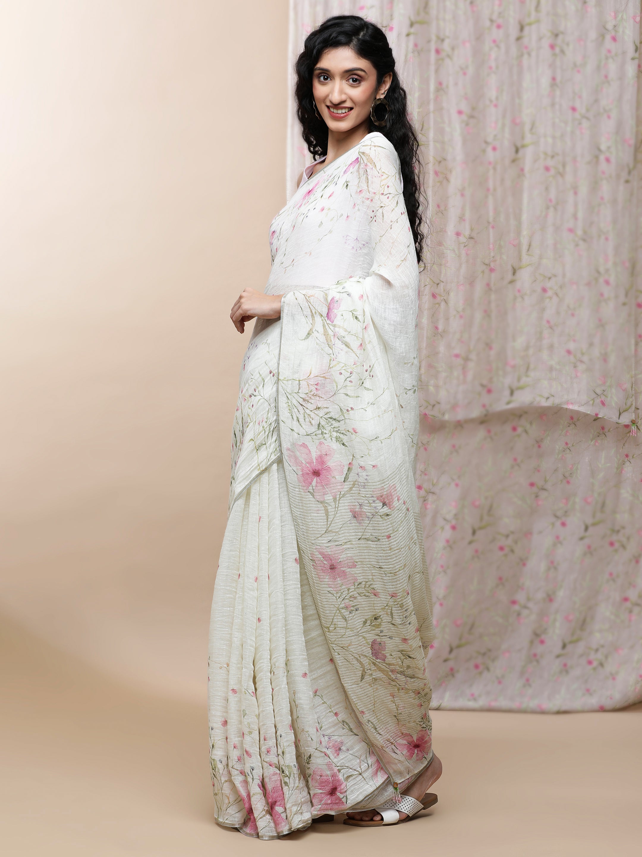 Noor - Blush Cronicle Linen Saree