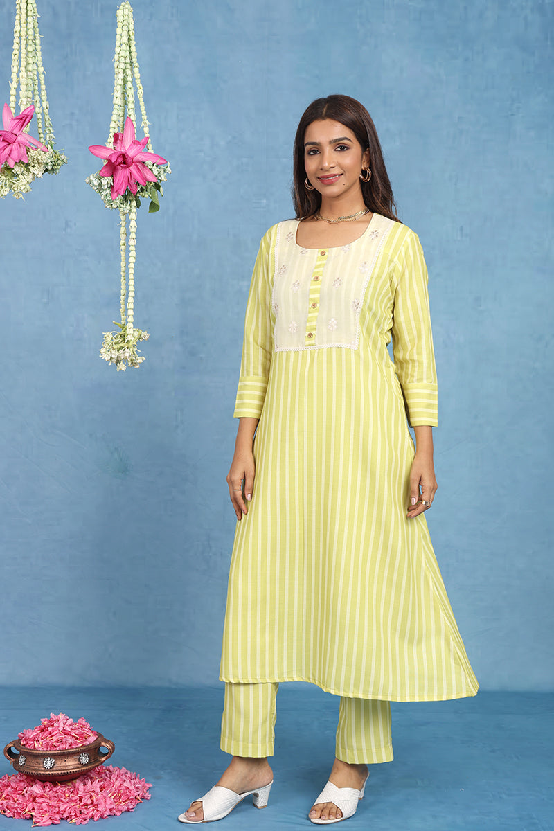 Malhaar Yellow Cotton Kurta