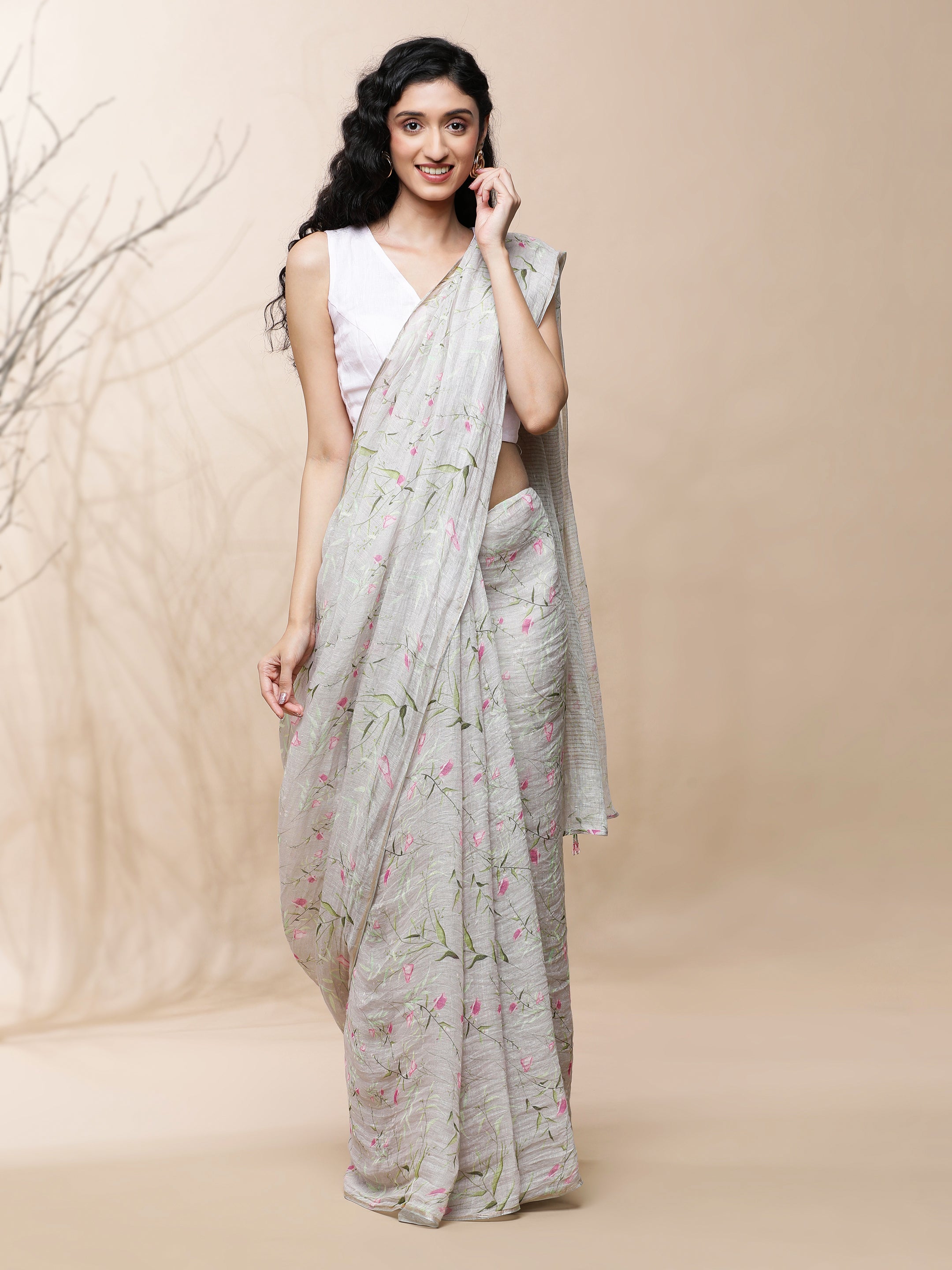 Noor - Eternalspring Linen Saree