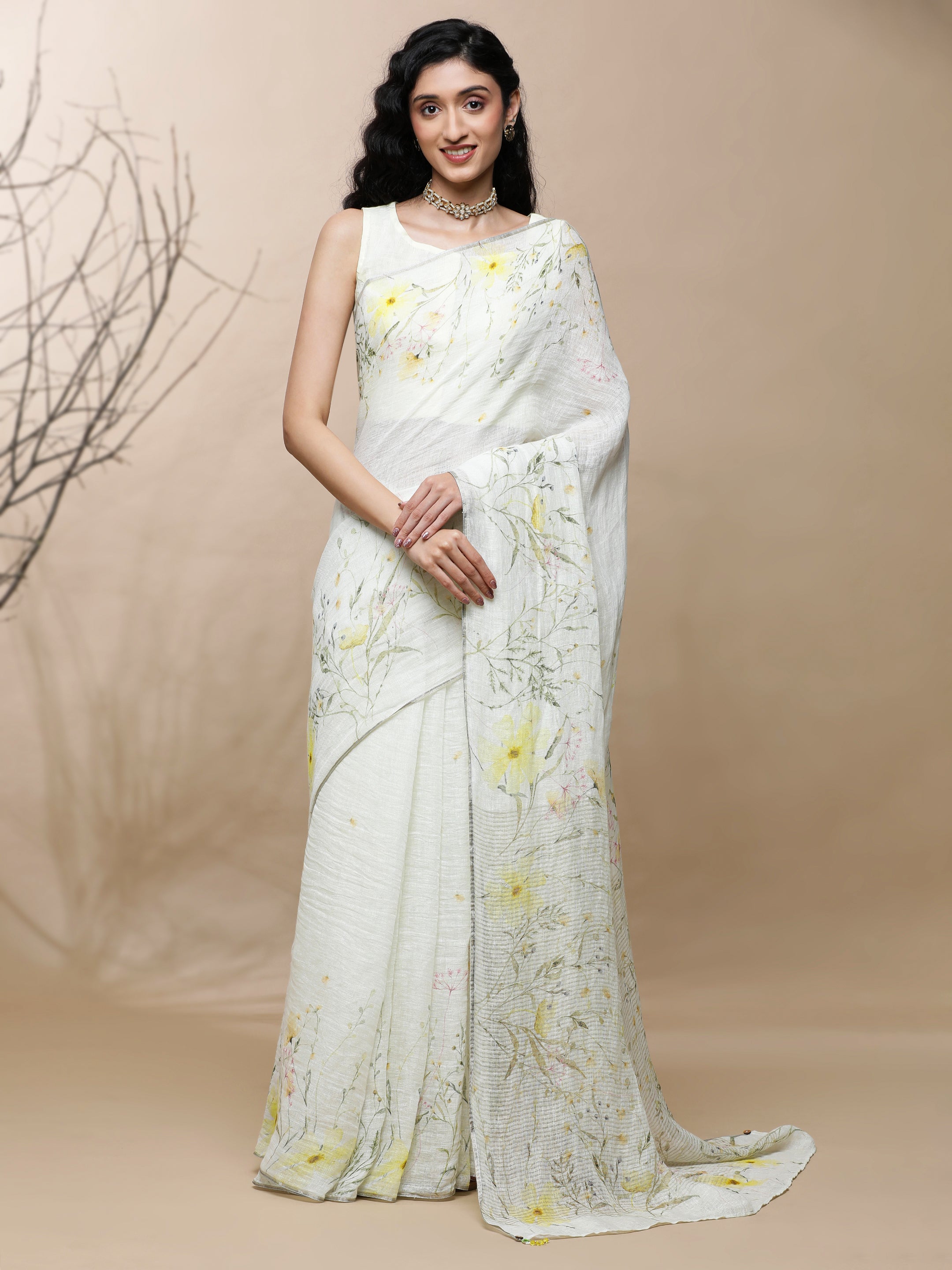 Noor - Blush Cronicle Linen Saree