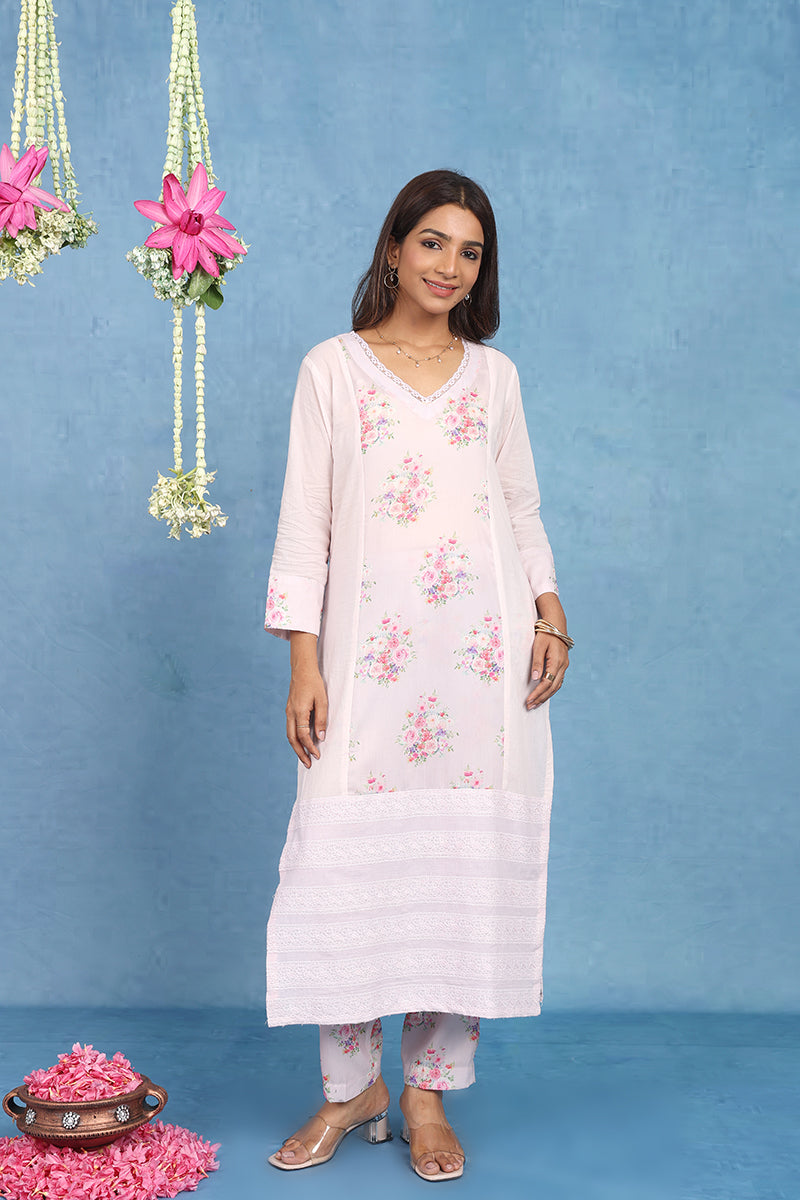 Malhaar Pink Cotton Kurta