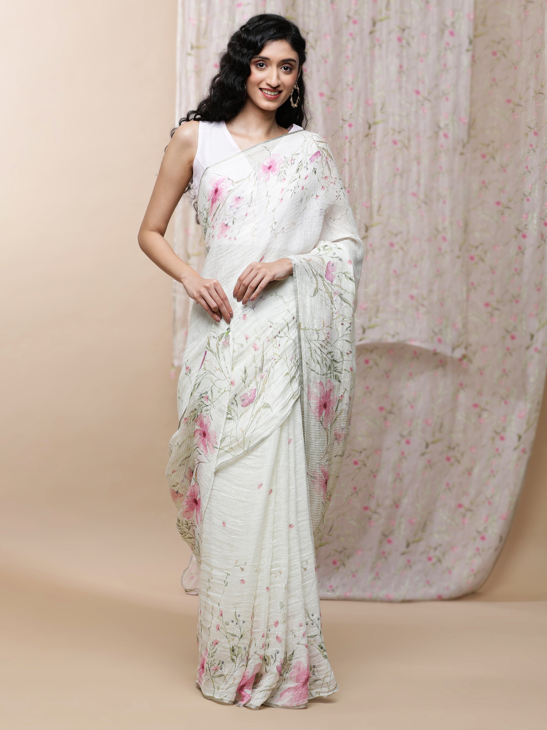 Noor - Blush Cronicle Linen Saree