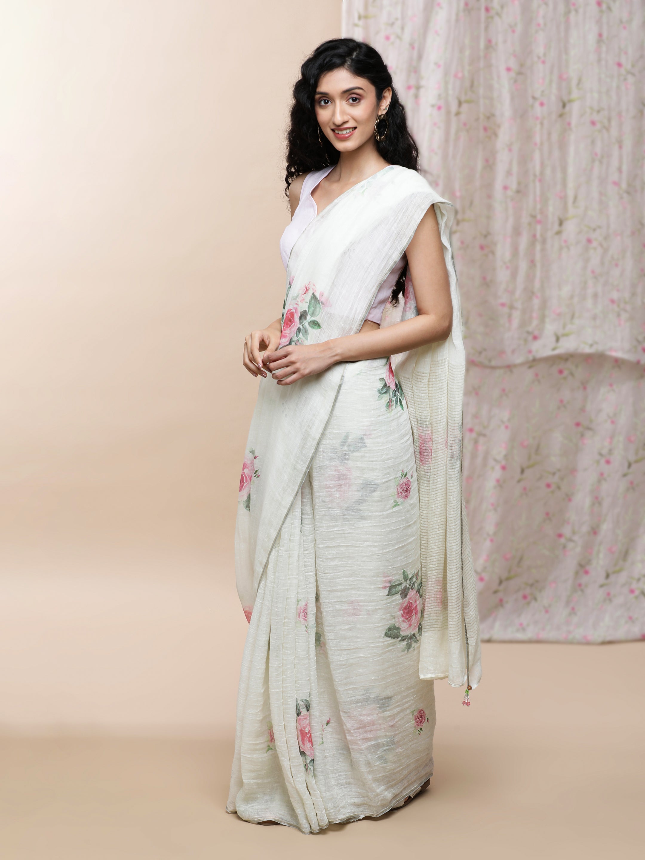 Noor - Rustic Romance Linen Saree