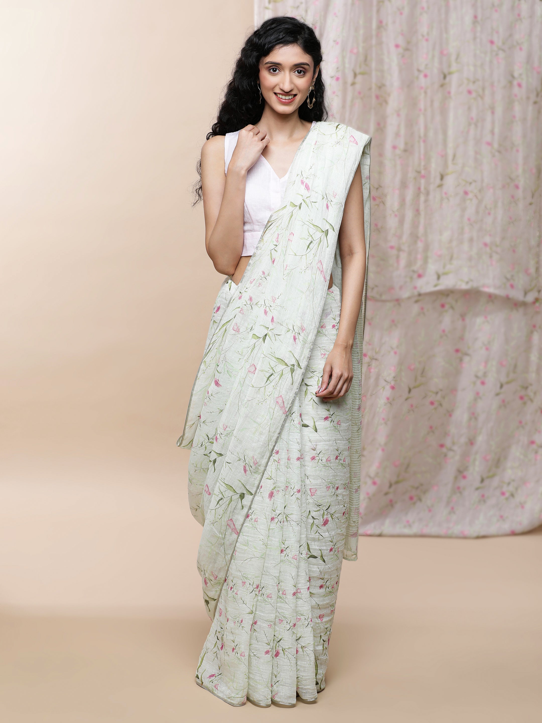Noor - Eternal Spring Linen Saree