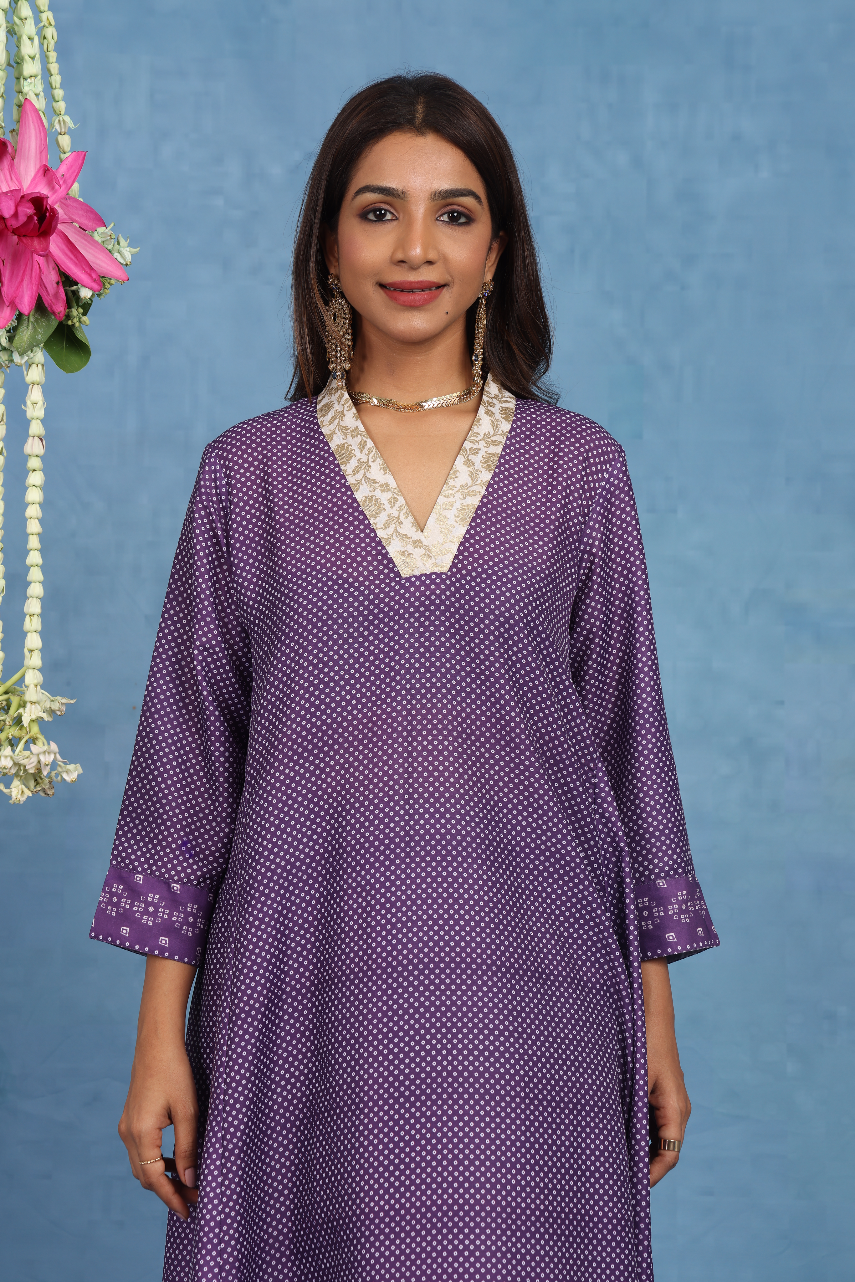 Malhaar Purple Bhandini Cotton Kurta