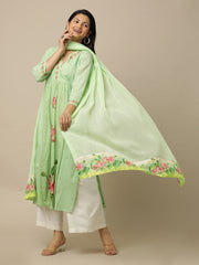 Sage Green Lotus Printed Cotton Suit