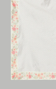 Offwhite Cotton Kurta With Vintage Floral Design All Over And An Elaborate Yoke With Lace Detailing With Chanderi Dupatta - Kurta & Pant with Dupatta