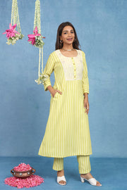 Malhaar Yellow Cotton Kurta And Bottom