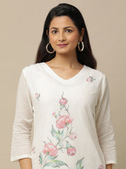 Ivory Peony Printed Cotton Suit