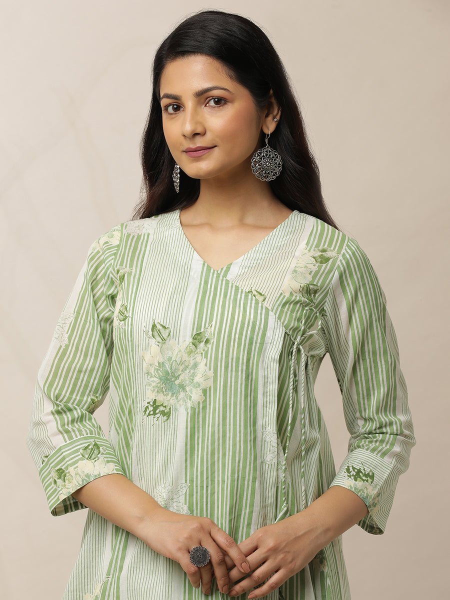 Green Lines &  Hydrangeas Cotton Suit