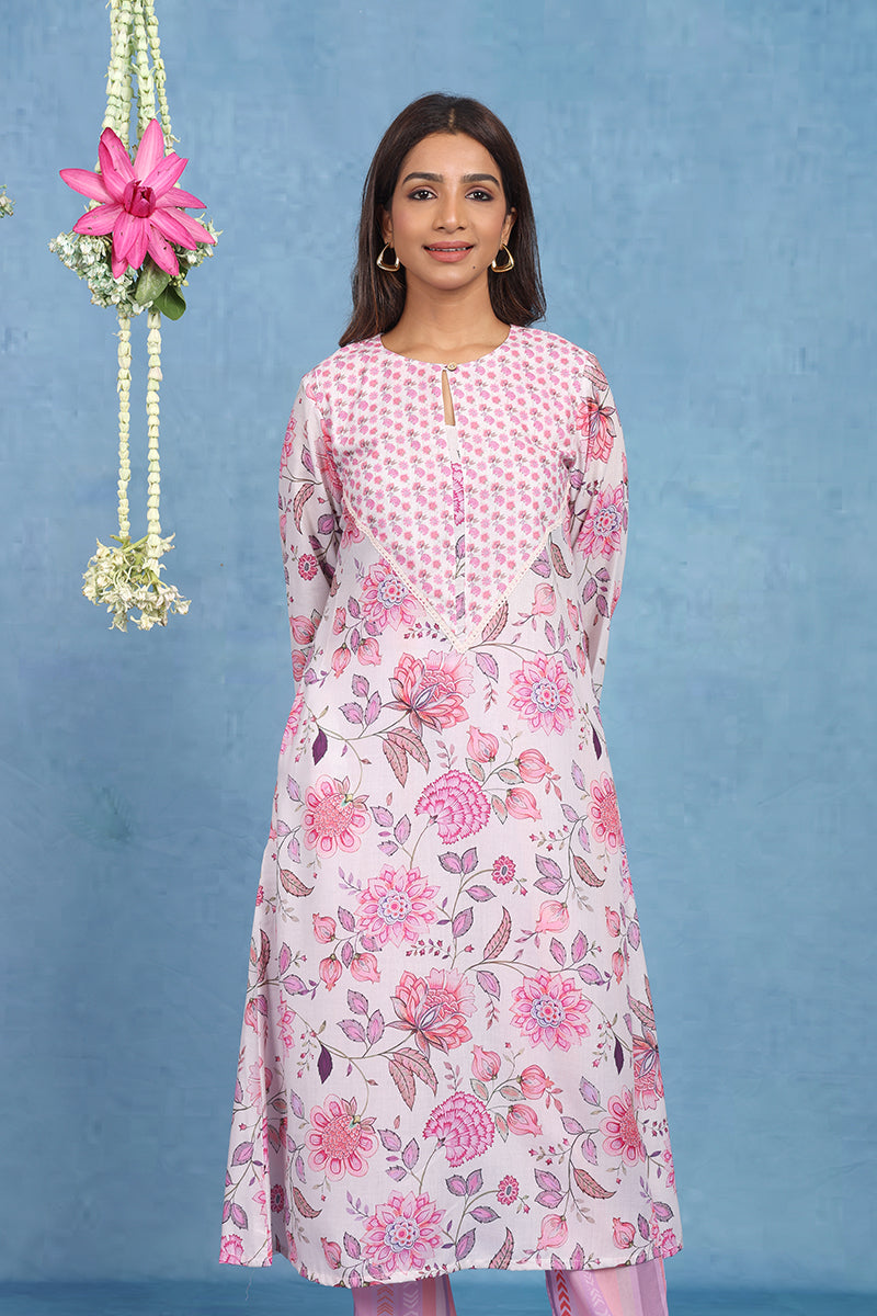 Malhaar Lilac Cotton  Kurta