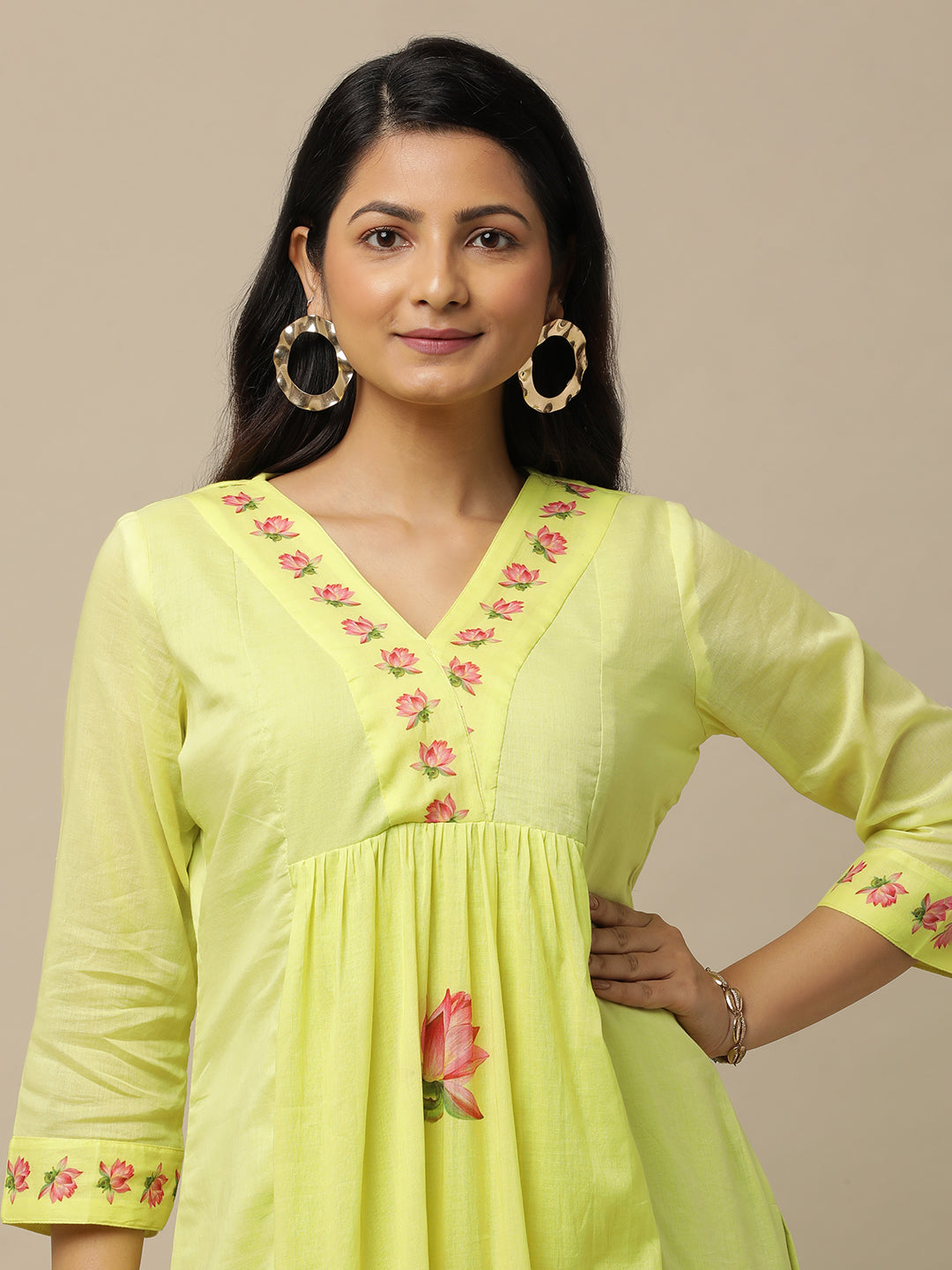 Bahaar Lotus Kurta - Yellow