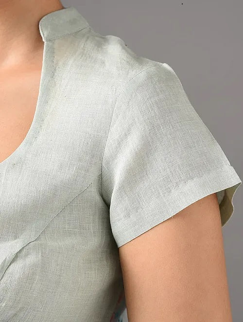 Sitara - Catherine - Light Grey Linen Blouse