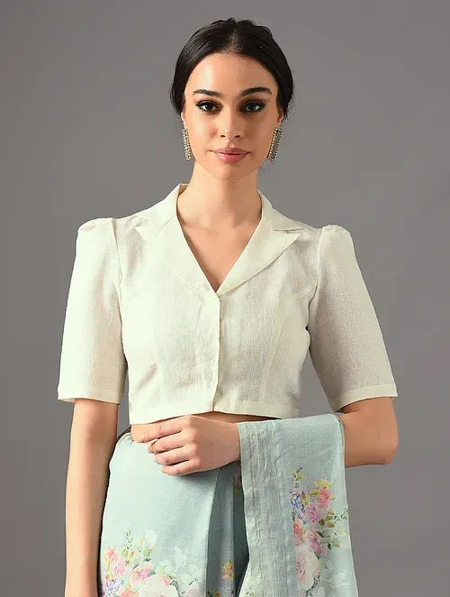 Sitara - Morning Lace - Pale Yellow Linen Blouse