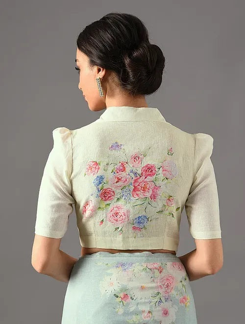 Sitara - Morning Lace - Pale Yellow Linen Blouse