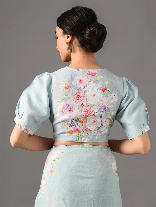 Sitara - Victorian Bloom - Moody Blue Linen Blouse