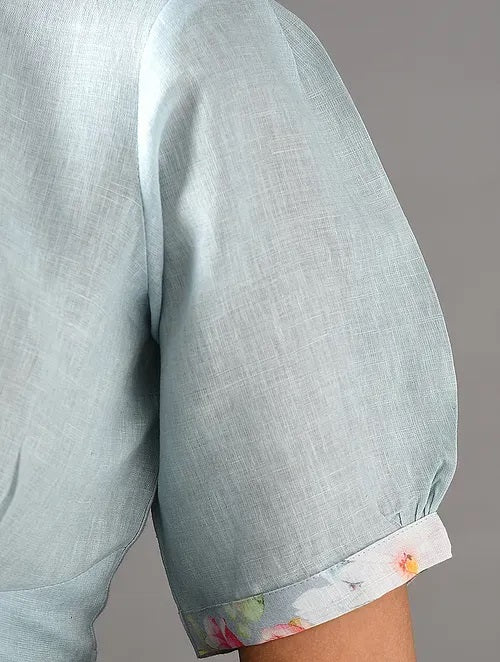 Sitara - Victorian Bloom - Moody Blue Linen Blouse