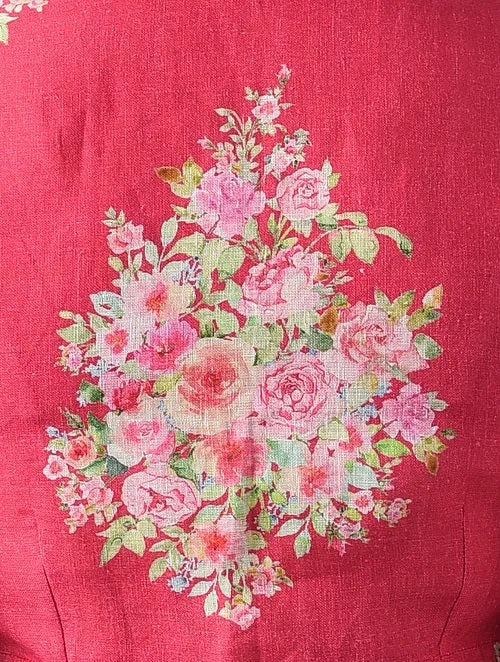 Sitara - London Garden Tomato Red Linen Blouse