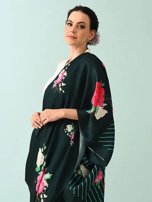 Noor - Petal Poetry Dark Leaf Modal Saree