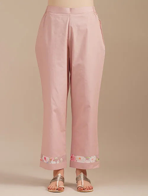 Peach Rose Garden Cotton Kurta With Cotton Pants -set Of 2