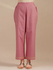Valentine Red Linen Kurta And Cotton Pants-set Of 2