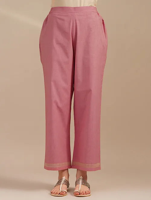 Valentine Red Linen Kurta And Cotton Pants-set Of 2