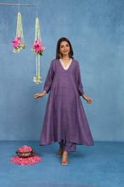 Malhaar Purple Bhandini Cotton Kurta And Bottom