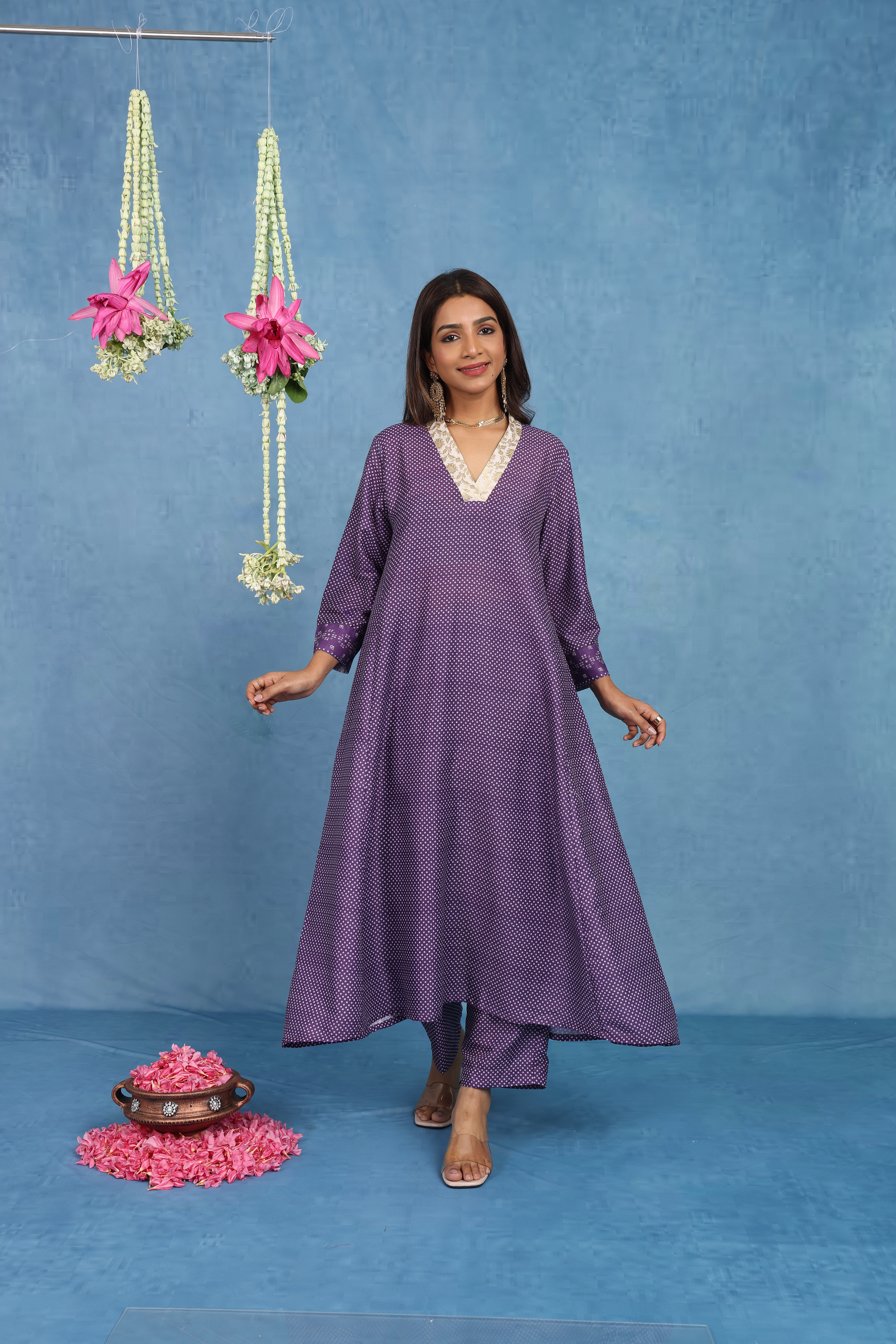 Malhaar Purple Bhandini Cotton Kurta