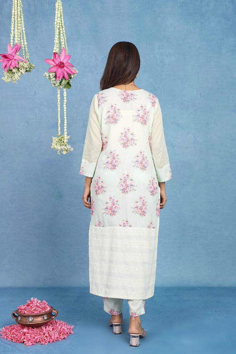 Malhaar Pista Green Cotton Kurta