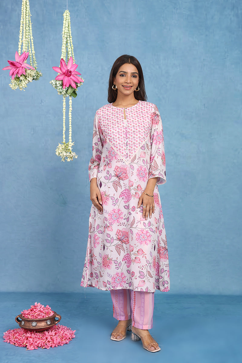 Malhaar Lilac Cotton  Kurta