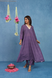 Malhaar Purple Bhandini Cotton Kurta And Bottom