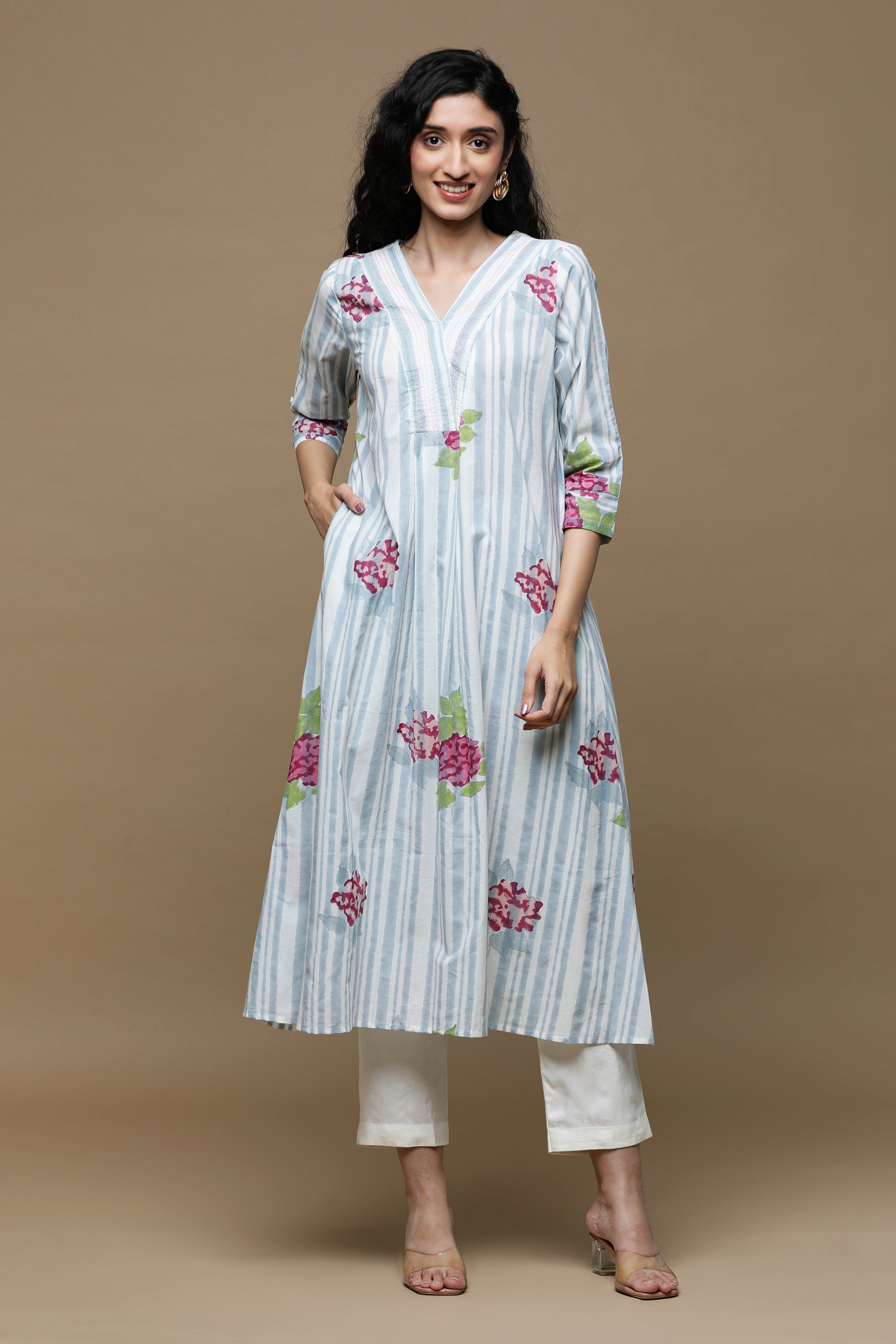 Bahaar Handblock Printed Cotton Kurta