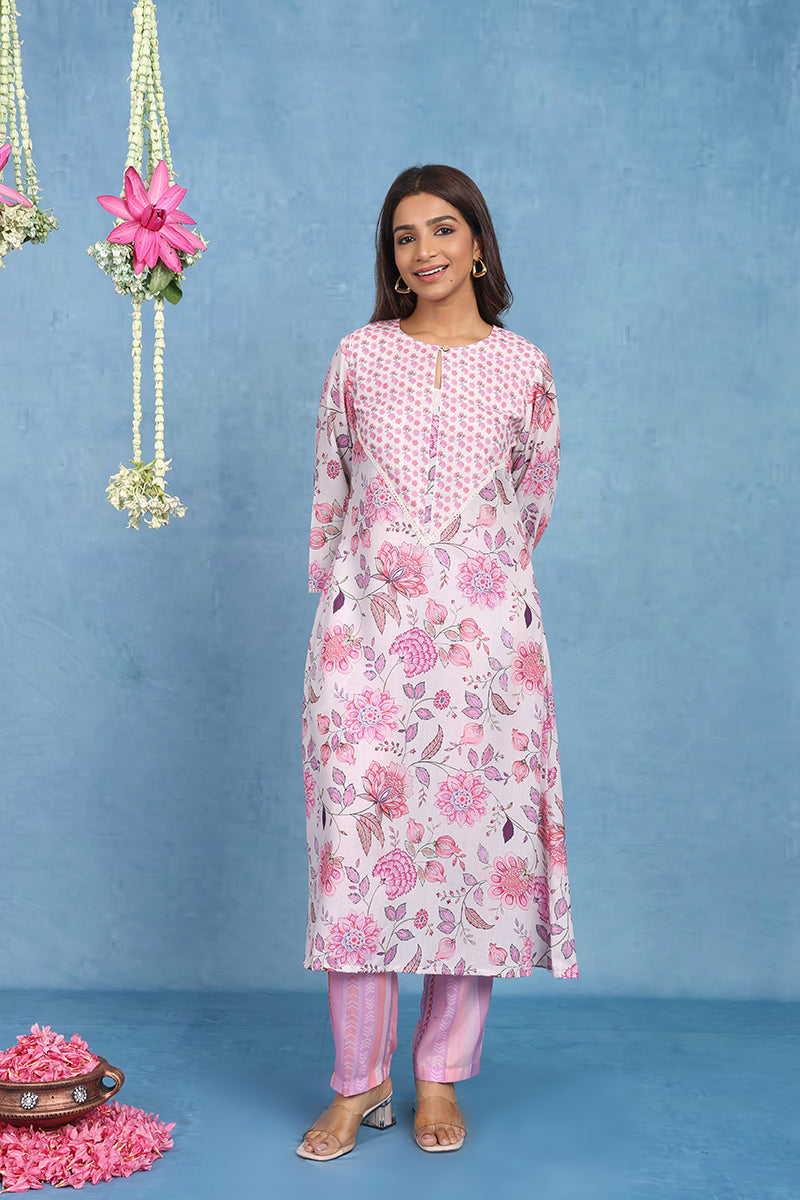 Malhaar Lilac Cotton  Kurta