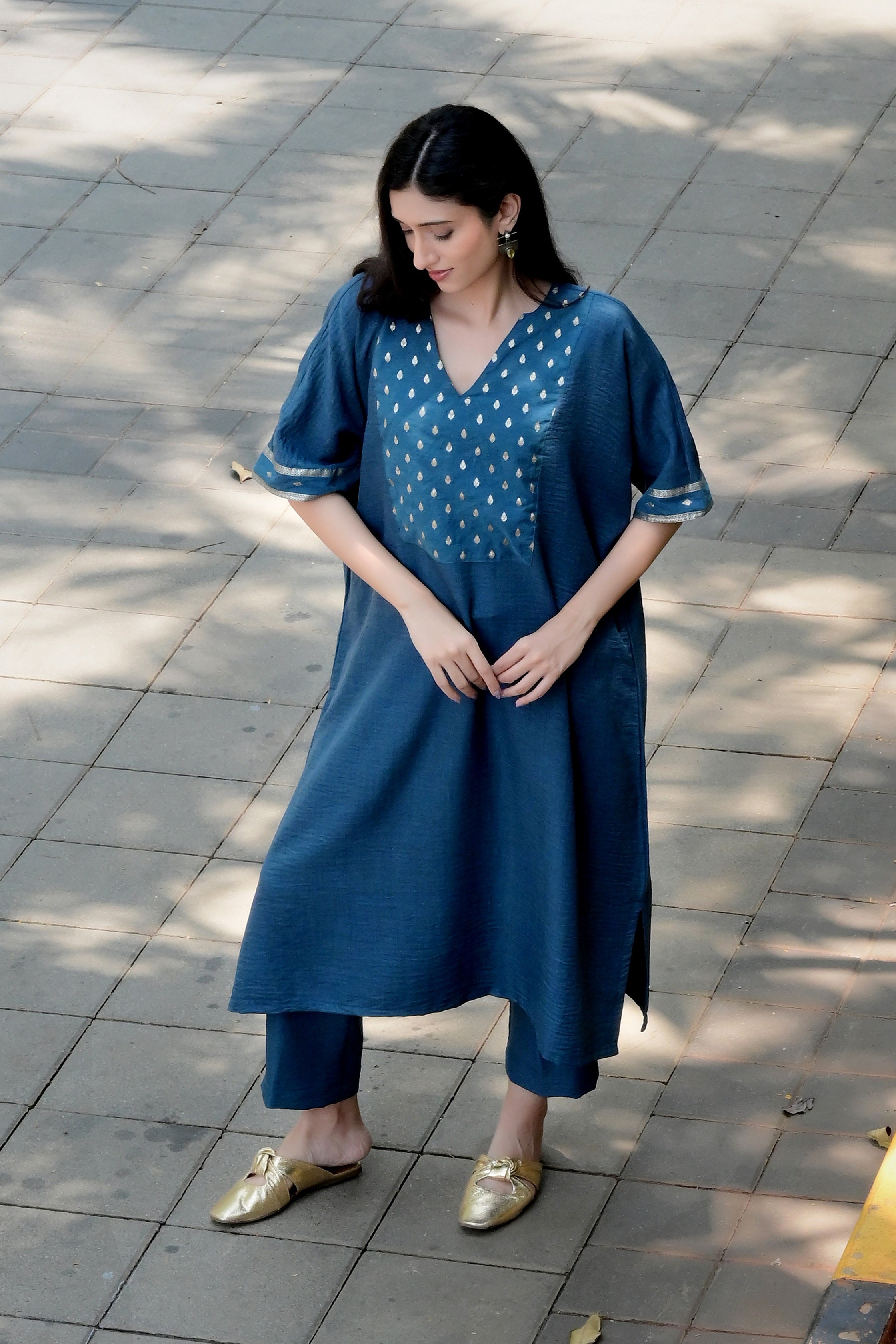Fluid Grace Imperial Blue Yoke  Co-ord Set