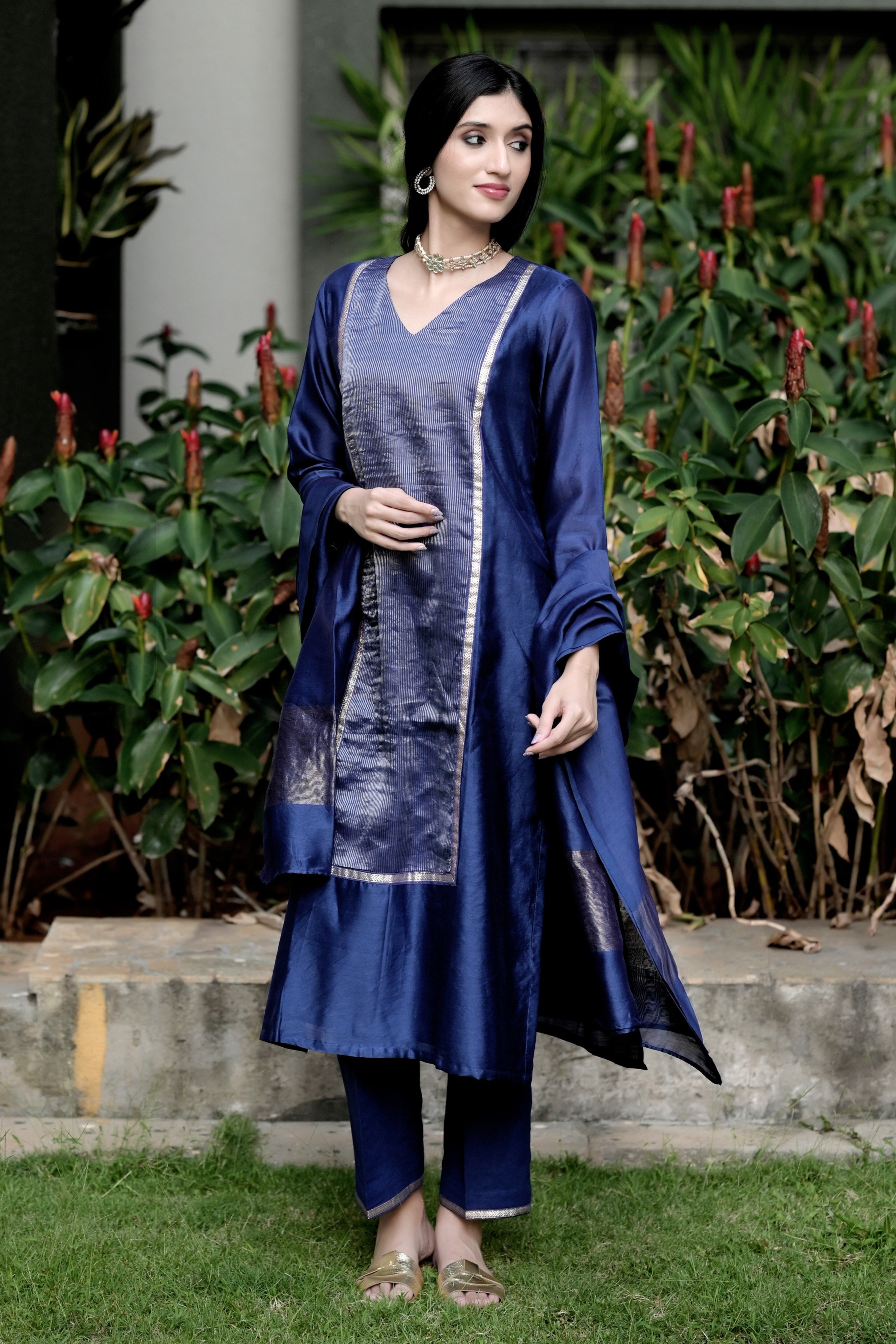 Heritage Glow Blue Silk Kurta
