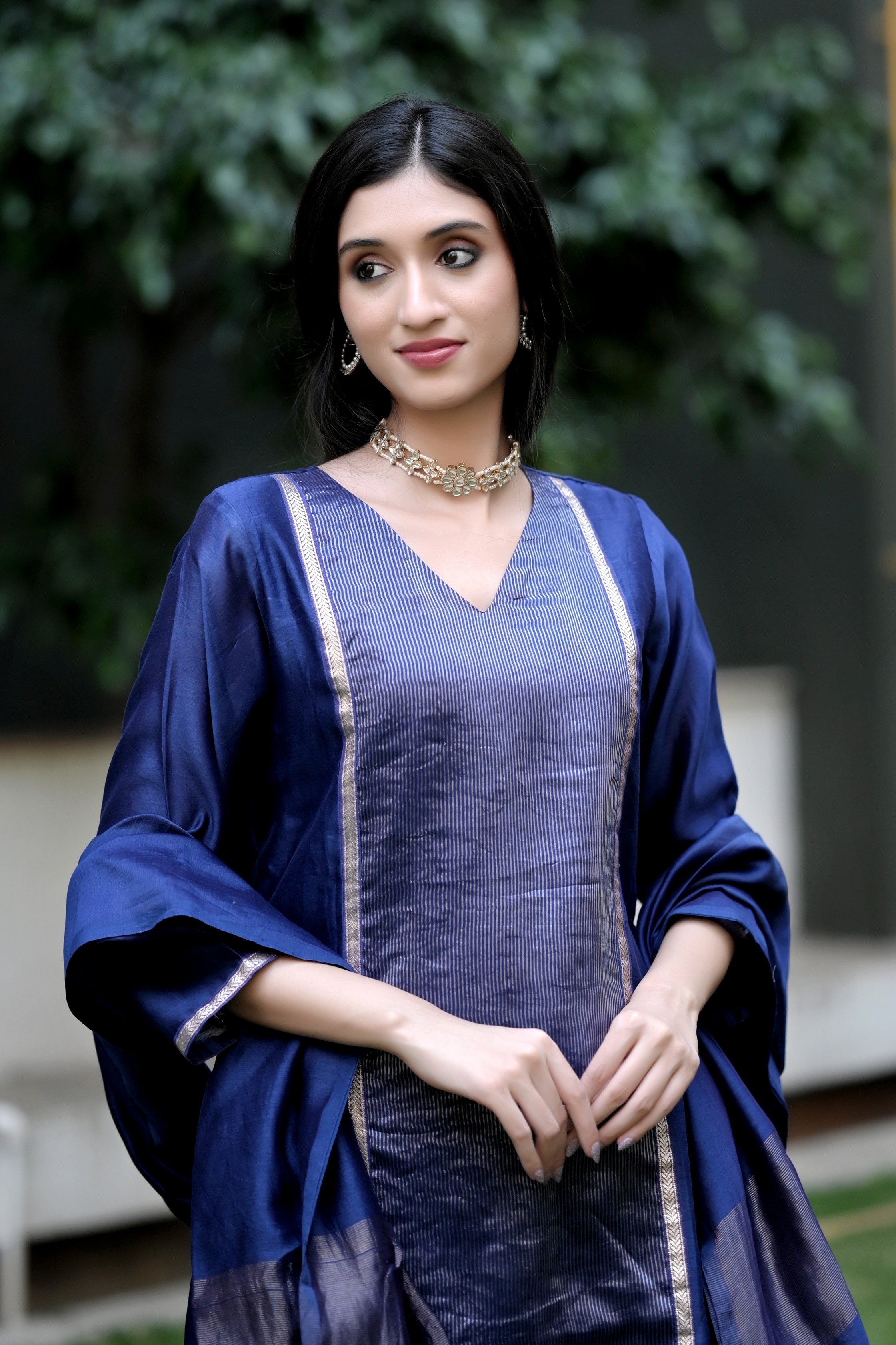Heritage Glow Blue Silk Kurta