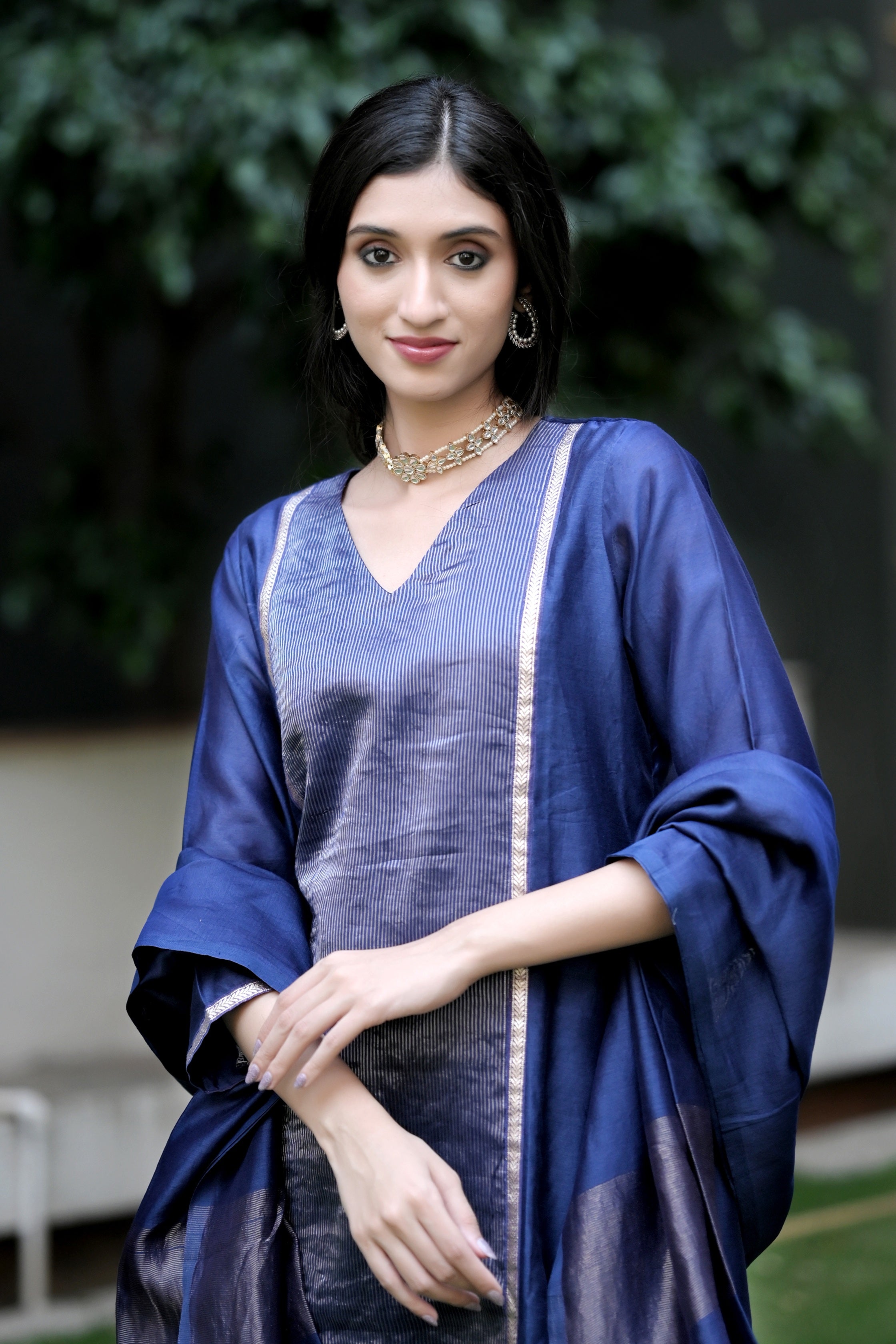 Heritage Glow Blue Silk Kurta