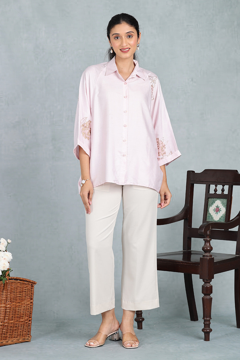 Kulir - Blush Silk Kaftan Top